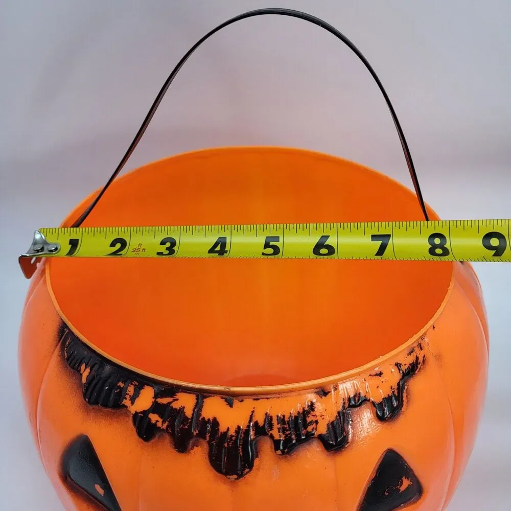 Vintage 1970 Empire Pumpkin Jack-O-Lantern Blow Mold Candy Pail Treat Bucket